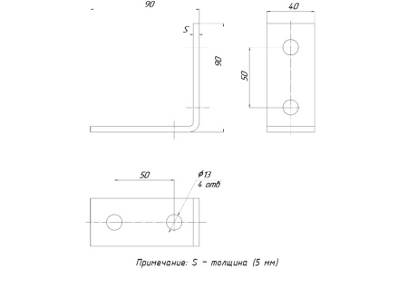 STRUT-пластина угловая 90гр, 4 отверстия EKF