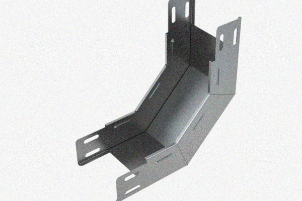Лоток замковый глухой КПЗГ 200х65-90 УХЛ1 для поворота трассы вверх на 90, оцинкованный лист, S1,0