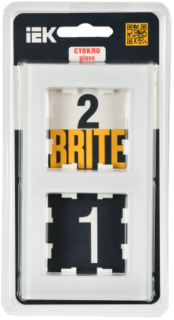 BRITE Рамка 2-мест. РУ-2-2-Бр стекло бел. матовый IEK