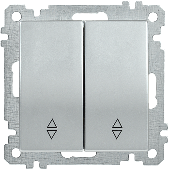 Выключатель 2-клавишный проходной ВС10-2-2-Б 10А BOLERO серебряный IEK
