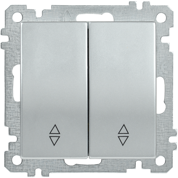 Выключатель 2-клавишный проходной ВС10-2-2-Б 10А BOLERO серебряный IEK