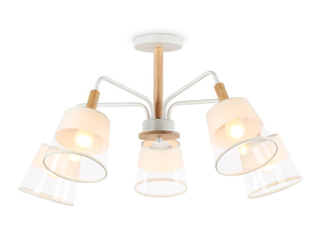 Светильник подвесной TR4738/5 WH/LW белый/светлое дерево E27/5 max 40W D760*350 Ambrella Light