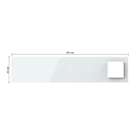 Панель для 4-х сенсорных выключателей и розетки, 7 клавиш (2+2+1+2), цвет белый, стекло Livolo