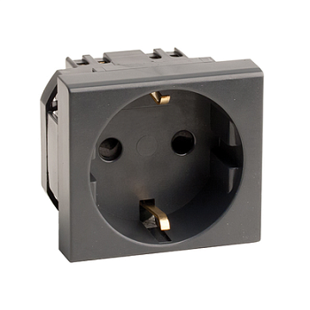 Розетка силовая 2Р+Е, со шторками, «Viva», 2 мод., цвет черный DKC