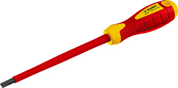 Отвертка диэлектрическая до 1000В, "Профессионал" "ПРОФИ ЭЛЕКТРИК" 25261-6.5-150, Cr-V, трехкомпонент рукоятка, SL 6 x 150 мм ЗУБР