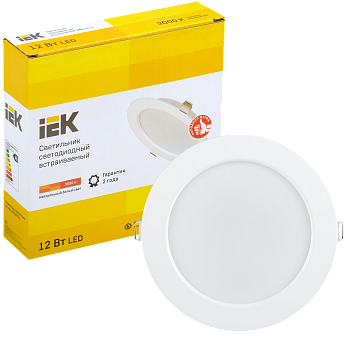 Светильник светодиодный ДВО 1613 круг 12Вт 3000К IP20 белый IEK