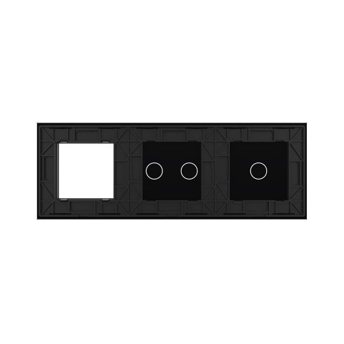 Панель тройная: 1 выключатель + 2 выключателя + 1 розетка Черная Livolo фото 4