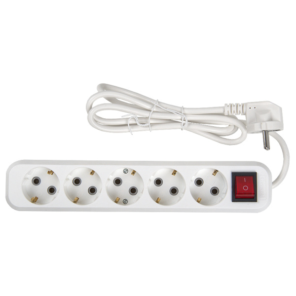 Удлинитель бытовой GES-16-3x100-5-1,5m-S, 16А, 3х1 мм2, 5 мест, 1,5 метра, с заземлением, с выключателем B General