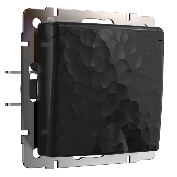 Розетка влагозащ. с зазем. с защит. крышкой и шторками (черный) Hammer СУ IP44 Werkel Розетка влагозащ. с зазем. с защит. крышкой и шторками (черный) Hammer СУ IP44 Werkel