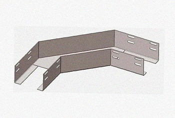 Лоток угловой замковый перфорированный КГЗ 50х50-90 (Rп300) УХЛ1 поворот на 90, радиус поворота трассы 300 мм, горячее цинкование, S1,5