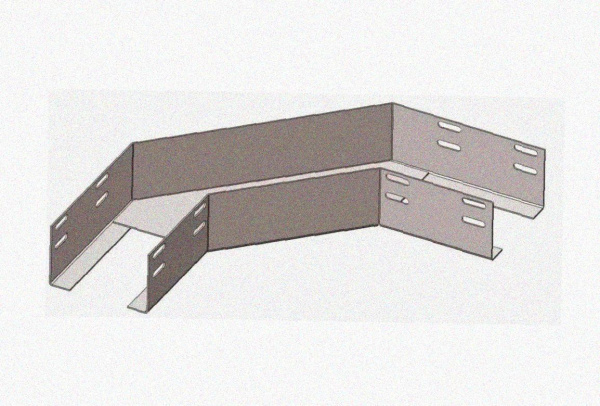 Лоток угловой замковый перфорированный КГЗ 50х50-90 (Rп300) УХЛ1 поворот на 90, радиус поворота трассы 300 мм, горячее цинкование, S1,5