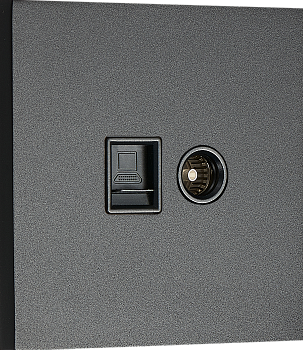 Donel N96 Комбинированая розетка TV + RJ45 (двойная) cat.6/ClassE, Черный, серия DT Donel N96 Комбинированая розетка TV + RJ45 (двойная) cat.6/ClassE, Черный, серия DT