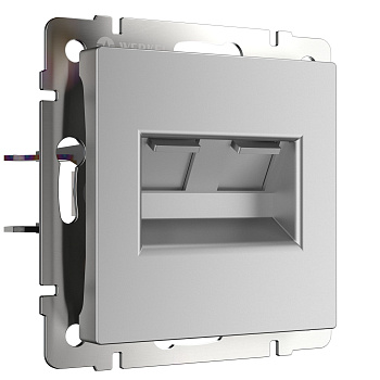 Розетка двойная Ethernet RJ-45 (серебряный) СУ IP20 Werkel
