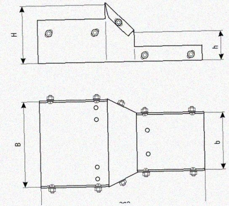 Лоток переходной замковый ЛПЗ 100х100-100х50 УХЛ1, горячее цинкование, S1,5