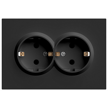 Розетка 2-местная с защитной шторкой STEKKER, с/з, 250В, 16А, серия Эмили, RST16-5114-10, платиново-серый, soft touch