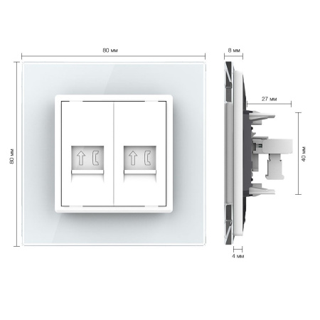 Розетка телефон двойная Белая Livolo