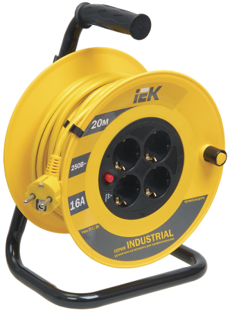 Катушка УК20 с термозащитой 4 места 2P+PE/20м 3х1,5мм2 INDUSTRIAL IEK