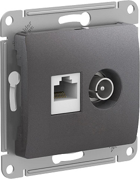 GLOSSA РОЗЕТКА двойная ТВ + компьютерная RJ45, кат. 5Е, механизм, ГРАФИТ Schneider Electric 