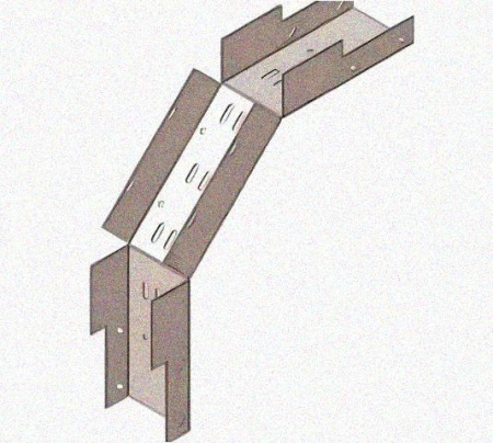 Лоток замковый перфорированный КСЗ 150х60-90 УТ1,5 для поворота трассы вниз на 90, горячее цинкование, S1,0