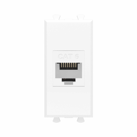 Компьютерная розетка RJ-45 без шторки модульная, кат.6, "Avanti", "Белое облако", 1 модуль DKC