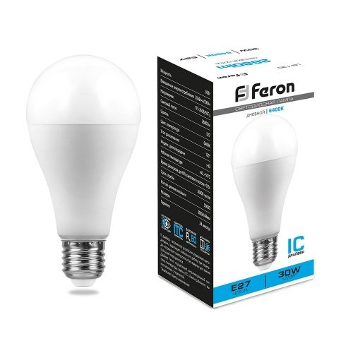 Лампа светодиодная Feron LB-130 Шар E27 30W 6400K фото 2
