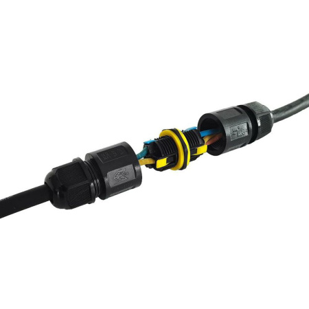 Соединитель-коннектор 3-контактный LD545 с рычажной клеммой, с пружинным контактом, водонепроницаемый, черный STEKKER