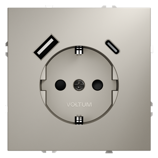 Розетка встраиваемая Voltum S70 с заземлением и защитными шторками, 16А, с USB, A+C, (кашемир) Розетка встраиваемая Voltum S70 с заземлением и защитными шторками, 16А, с USB, A+C, (кашемир)