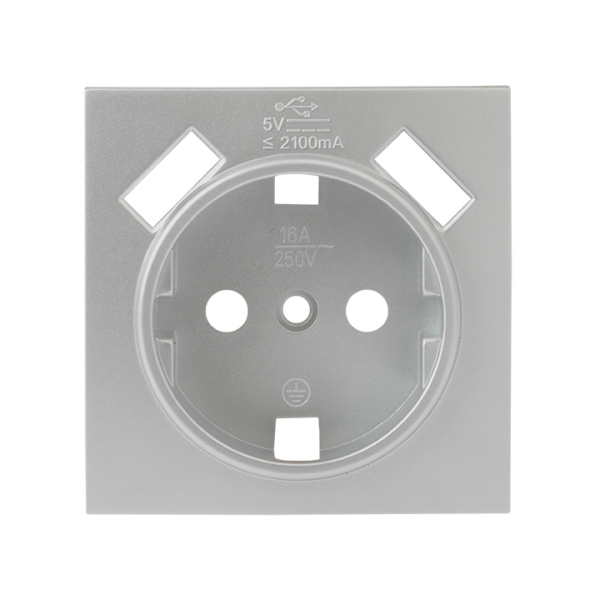 Валенсия Лицевая панель розетки 1-местной с/з 16А сталь с защ, штор, с 2 USB 2,1А EKF Валенсия Лицевая панель розетки 1-местной с/з 16А сталь с защ, штор, с 2 USB 2,1А EKF