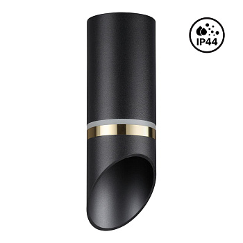 Св-к накл.влагозащ.IP44 GU10 9W 220V DELTA черный/золото NOVOTECH