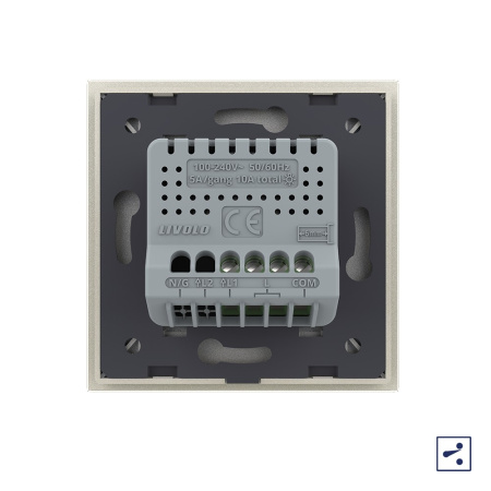 Одноклавишный проходной/перекрестный сенсорный выключатель 1 пост, цвет жемчуг Livolo