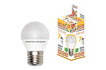 Лампа светодиодная FG45-7 Вт-230 В-4000 К–E27 Народная TDM