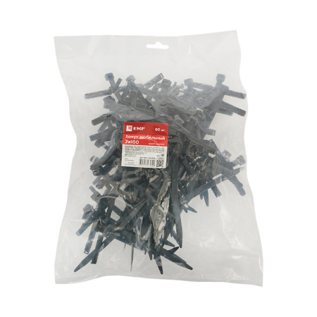 Хомут дюбельный черный (7х150) (50шт) PROxima EKF