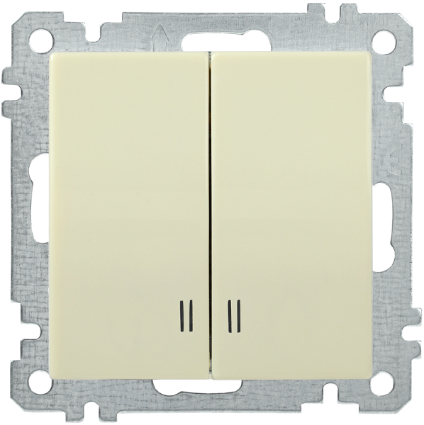 Выключатель 2-клавишный с индикацией ВС10-2-1-Б 10А BOLERO кремовый IEK