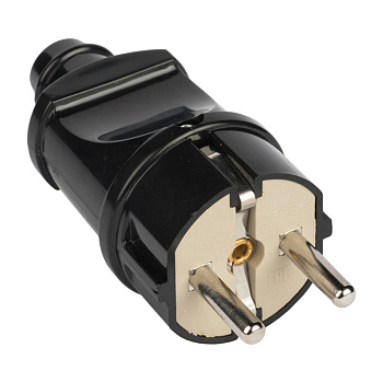 Вилка прямая с/з черн, 16А 250В PROxima EKF