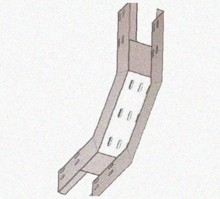 Лоток перфорированный КП 500х80-90 УХЛ1 для поворота трассы вверх на 90, оцинкованный лист, S1,5