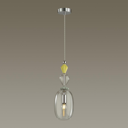 Подвес E14 1*40W 4893/1B BIZET хром/раноцветн./керамика/стекло ODEON LIGHT