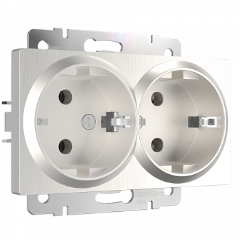 Встраиваемые механизмы Розетка СУ 2 мест. с зазем. 16А перламутр рифленый IP20 Werkel