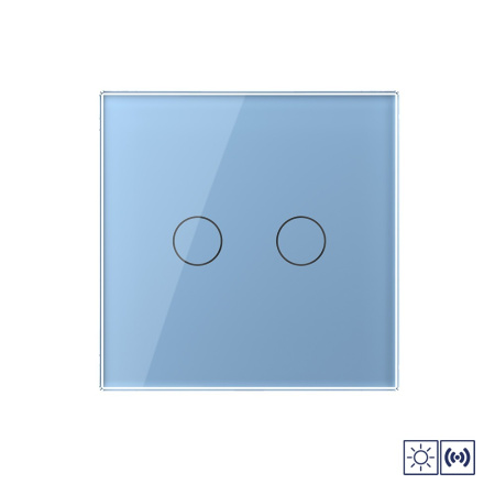 Сенсорный импульсный выключатель сухой контакт 2 клавиши 1 модуль Синий Livolo