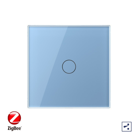 Сенсорный проходной выключатель ZigBee (Wi-Fi) 1 клавиша 1 пост Синий Livolo