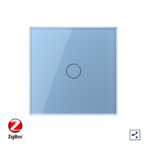 Сенсорный проходной выключатель ZigBee (Wi-Fi) 1 клавиша 1 пост Синий Livolo
