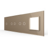 Панель для 3-х сенсорных выключателей и розетки, 5 клавиш (1+2+2), цвет золотой, стекло Livolo