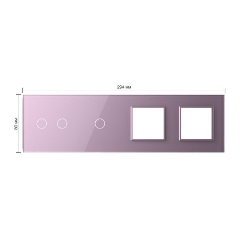Панель для 2-х сенсорных выключателей и 2-х розеток, 3 клавиши (2+1), цвет розовый, стекло Livolo фото 2