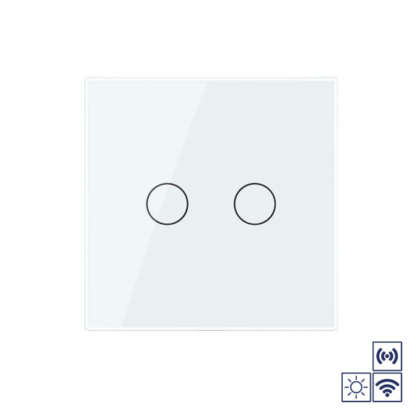 Сенсорный импульсный радиоуправляемый выключатель сухой контакт 2 клавиши 1 модуль Белый Livolo