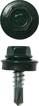 Саморезы СКМ кровельные, RAL 6005 зеленый насыщенный, 19 х 5.5 мм, 500 шт, для металлических конструкций, Профессионал ЗУБР