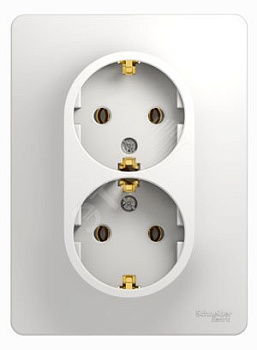 GLOSSA  Розетка СУ 2-м., с з/з в сборе 16А белый IP20 (уп.10шт) Schneider Electric GLOSSA  Розетка СУ 2-м., с з/з в сборе 16А белый IP20 (уп.10шт) Schneider Electric