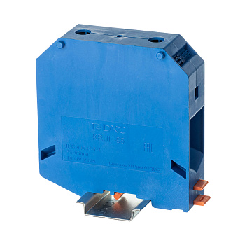 Клемма проходная, винтовой зажим, 2 точки подключения, 95 кв.мм, синяя DKC