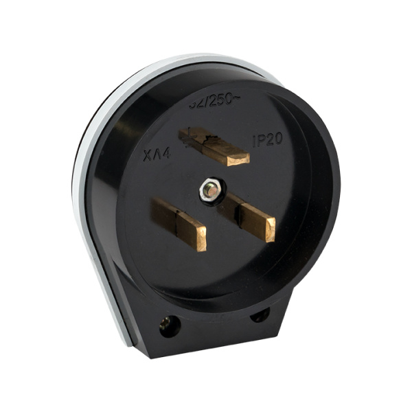 Вилка для разъема РШ-ВШ 32А 250В 2P+PE карболитовая черн, EKF