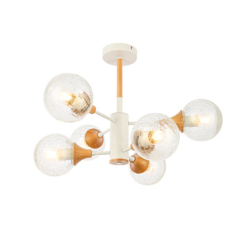 Люстра потолочная Белый, Светлое дерево/Прозрачный E27 6*60Вт SLE109502-06 EVOLUCE