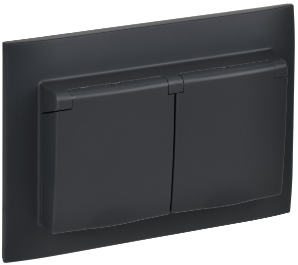 SKANDY Розетка 2-местная и крышкой 16А в сборе IP44 SK-R12G графит IEK