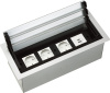 Donel Настольный встраиваемый розеточный блок с откидной крышкой 8 мод. (4 мод. 45х45), алюминий